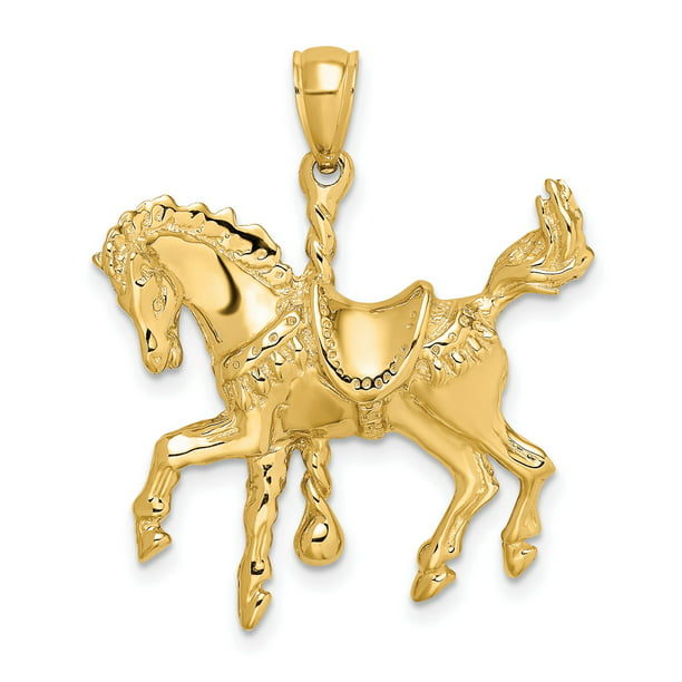27mm Silver Yellow Plated Carousel Horse Charm 